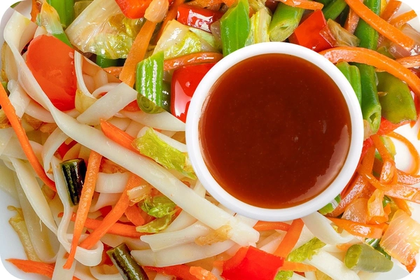 Лапша удон (овощи) + Овощи + Остро-сладкий соус