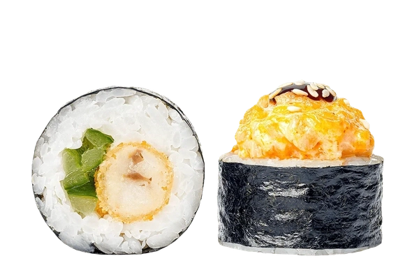 Заказать "Ролл Запеченный с лососем 1/2" с доставкой в Нагаево от ресторана Farfor Ролл Запеченный с лососем